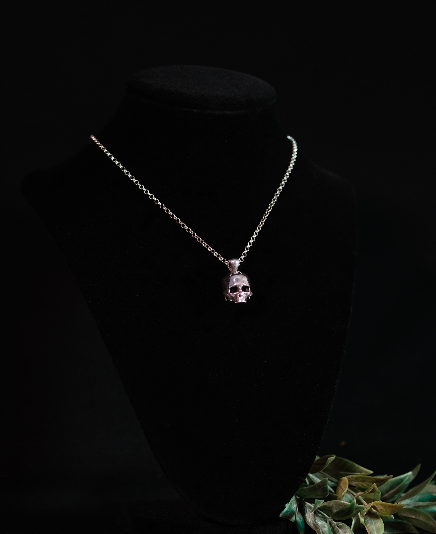 Solid Sterling Silver Momento Mori Skull Pendant on 925 Chain