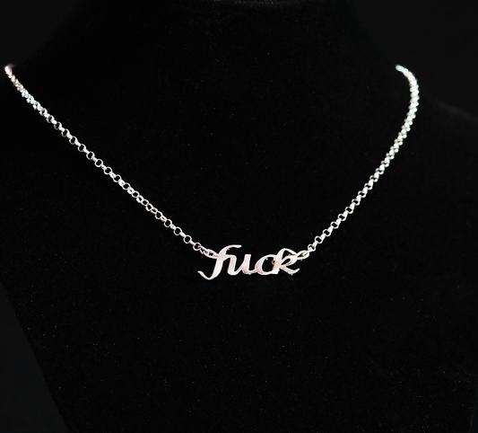 Charming Cursive Script Fuck Necklace crafted in Sterling Silver with Sterling Silver Chain