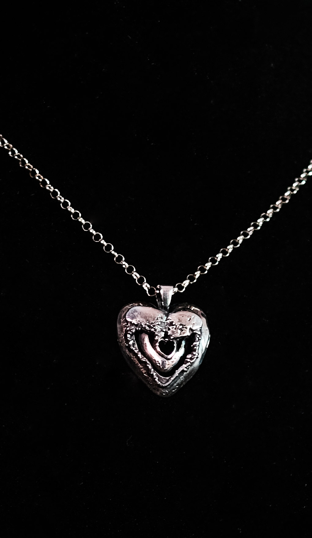 Love Beyond Death Pendant Necklace- Sterling Silver -Skulls
