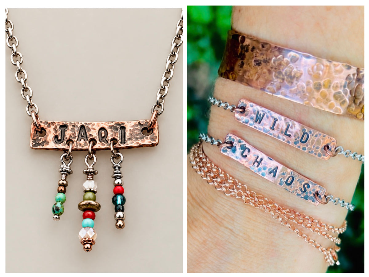 Beginner Metalsmith Workshop – Hammered Name Tag Necklace & Bracelet | Private Party