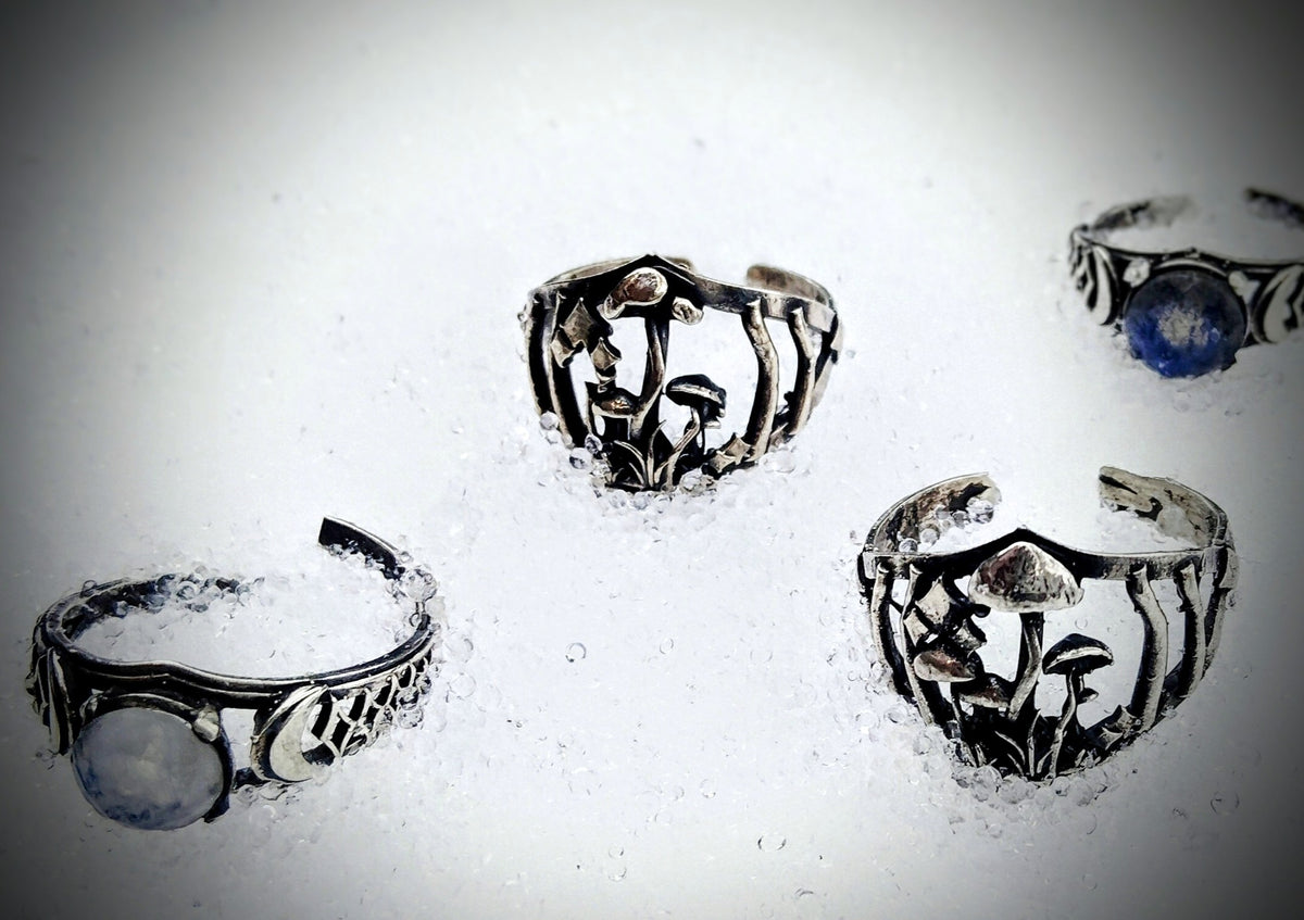 Magical Mushroom Ring  Hand- Casted in Sterling Silver  Carefully patinaed to create a rustic high shine