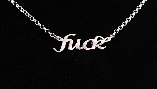 Charming Cursive Script Fuck Necklace crafted in Sterling Silver with Sterling Silver Chain