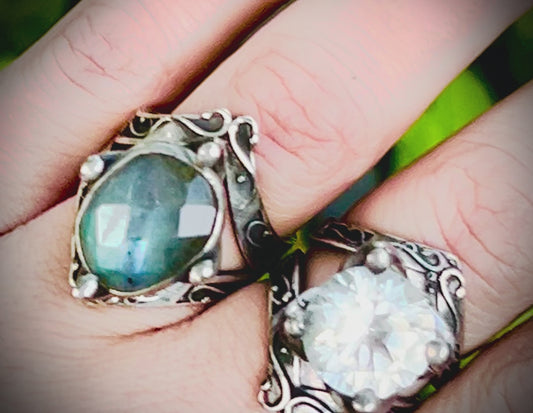 Budding Gemstone in a Serpent Garden Cocktail Ring— Labradorite
